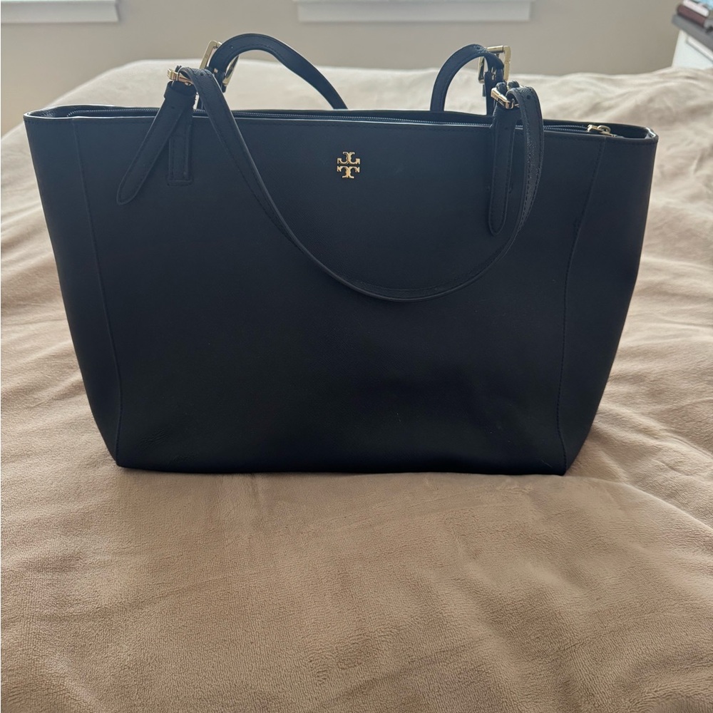 Tory Burch Navy Tote with Gold Accents
